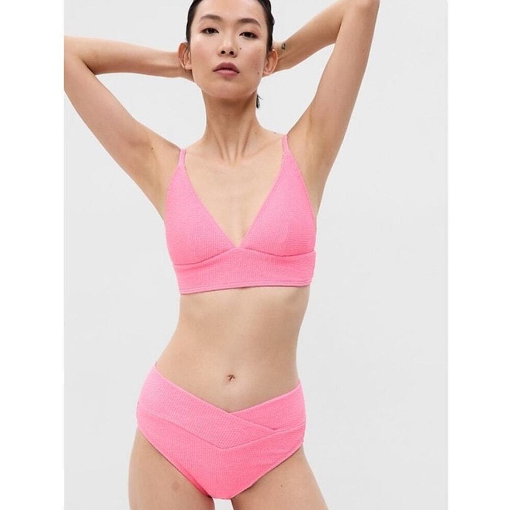 Gap High Rise Bikini Bottom Womens XL Pink Crossover Waist NWT